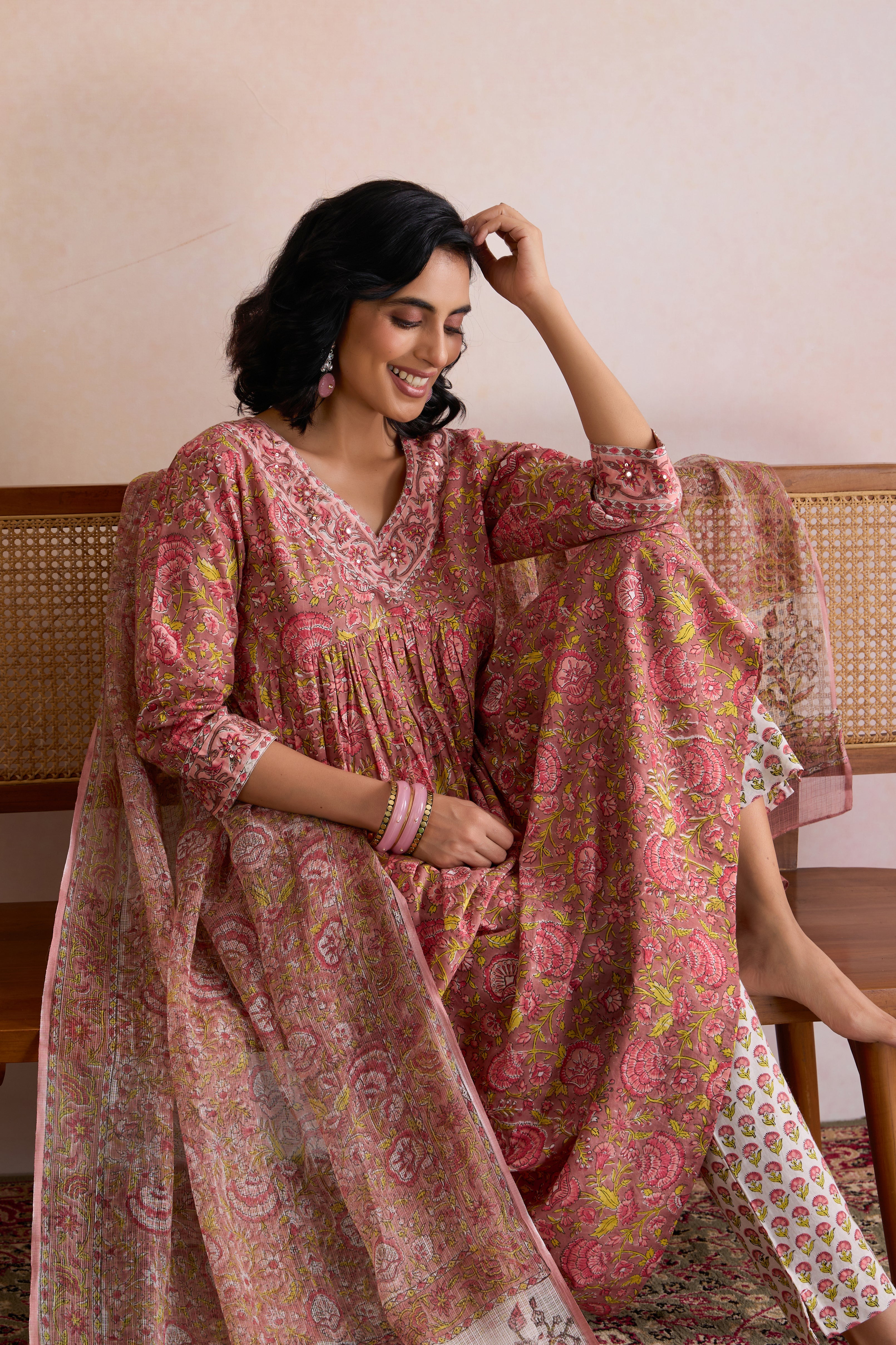 Brown Brenda Embroidered Kurta Set of 3