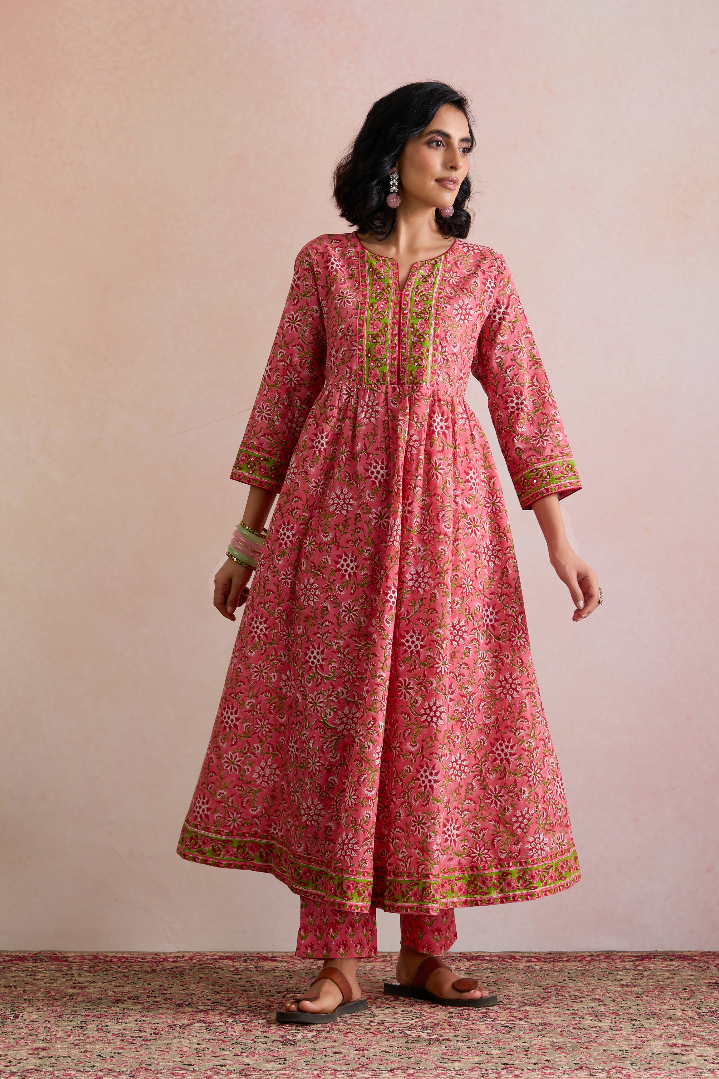 Pink Chelsea Embroidered Anarkali Set of 3