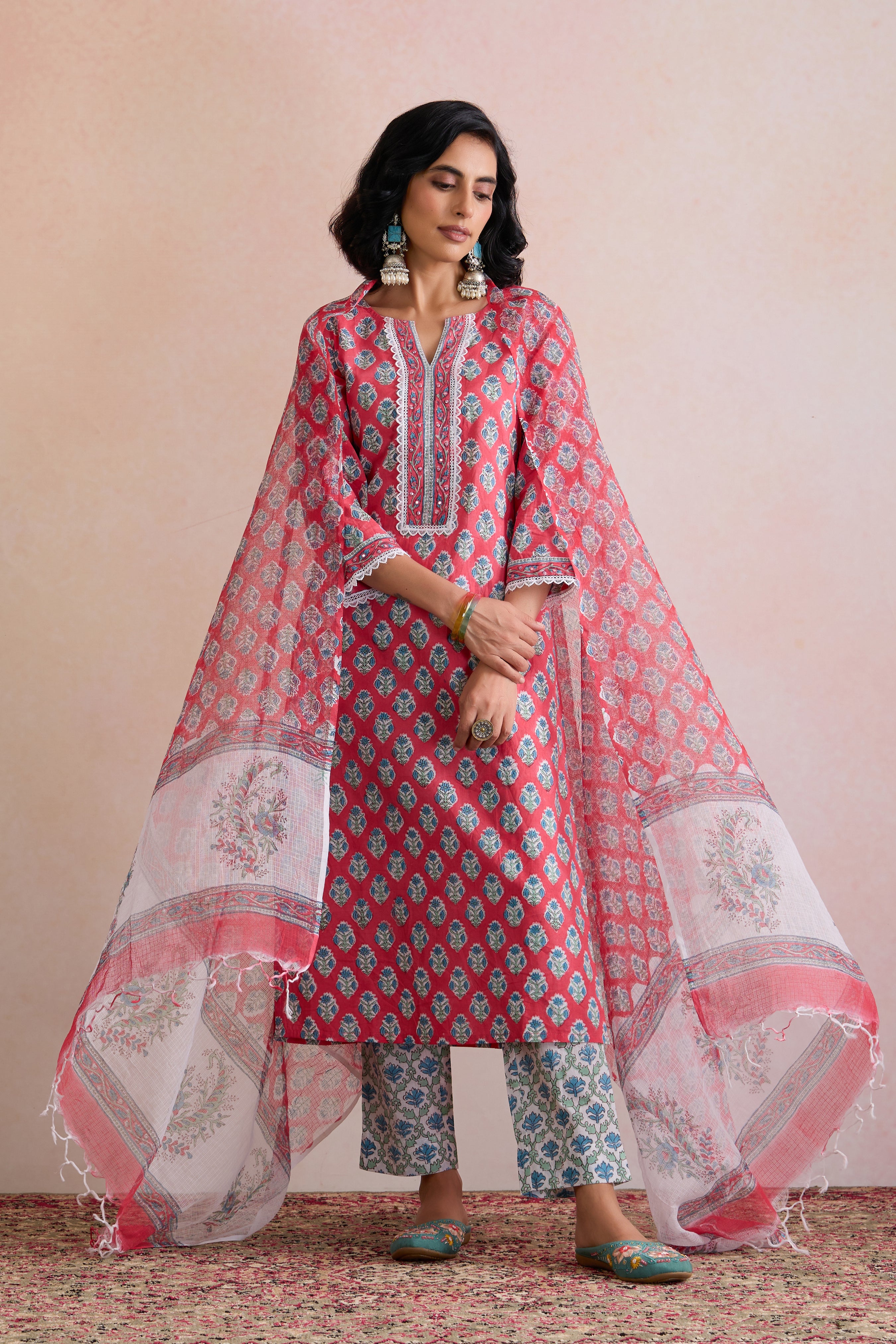 Pink Patricia Embroidered Kurta Set of 3