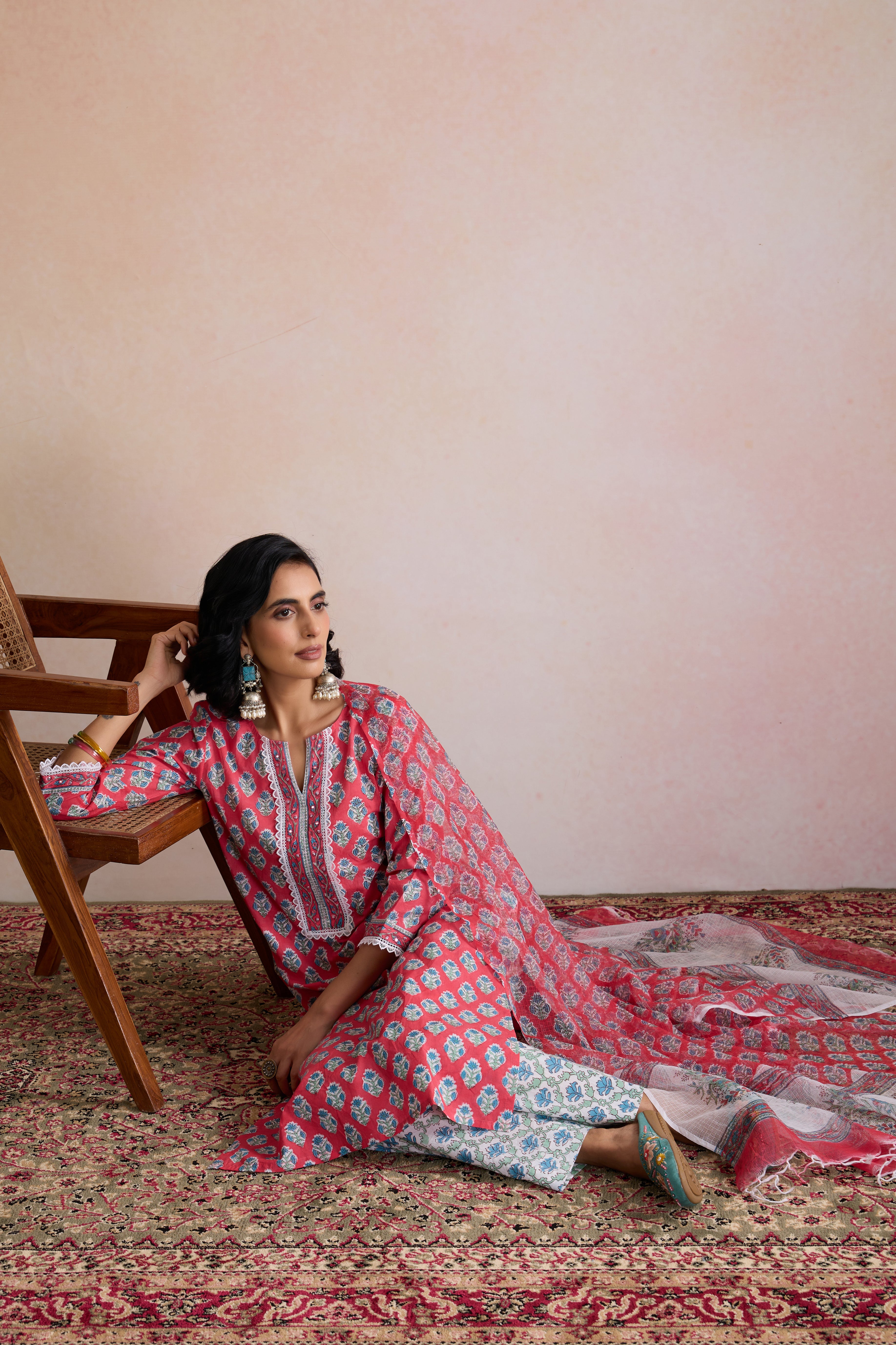 Pink Patricia Embroidered Kurta Set of 3
