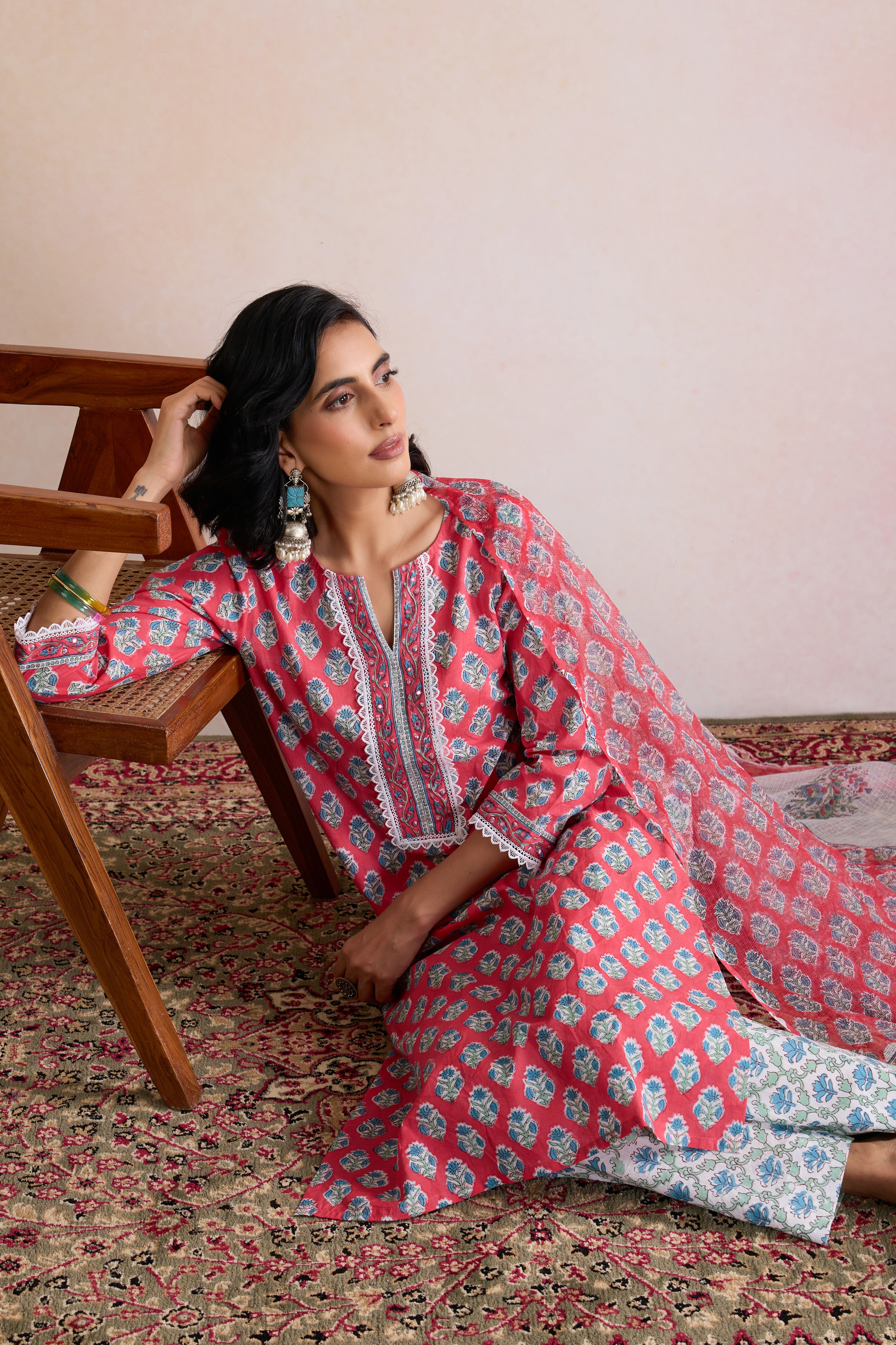 Pink Patricia Embroidered Kurta Set of 3