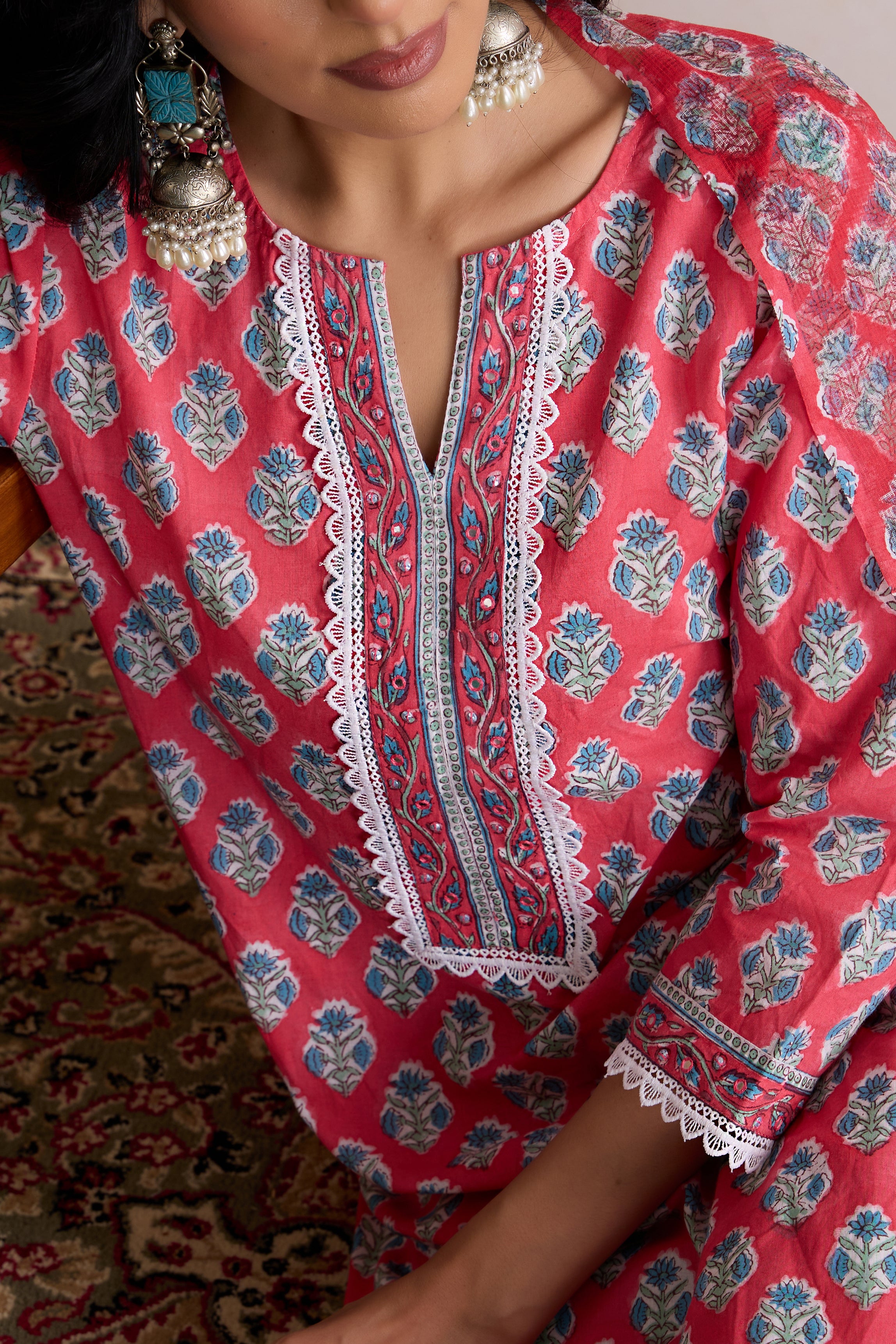 Pink Patricia Embroidered Kurta Set of 3