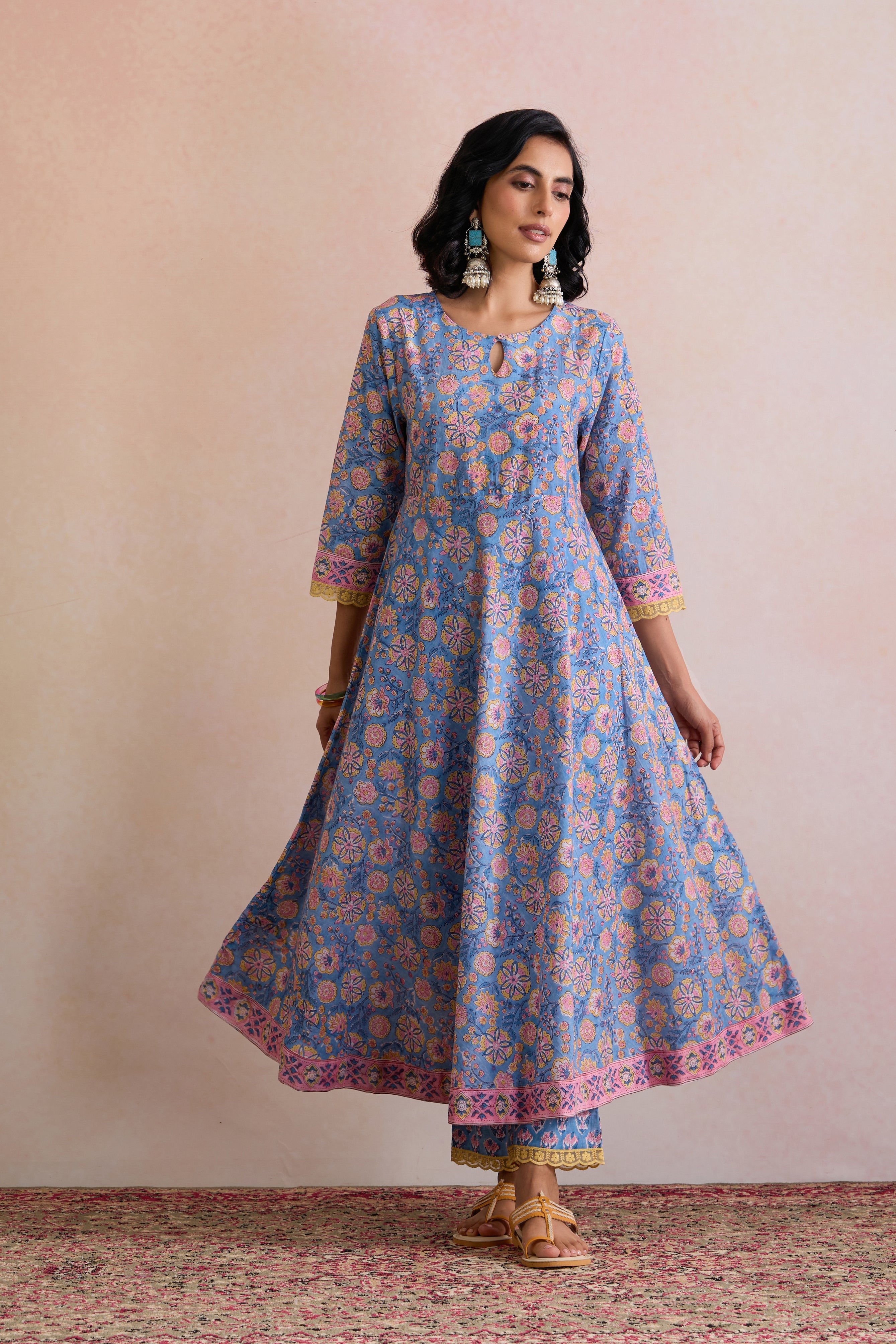 Blue Blair Floral Anarkali Set of 3