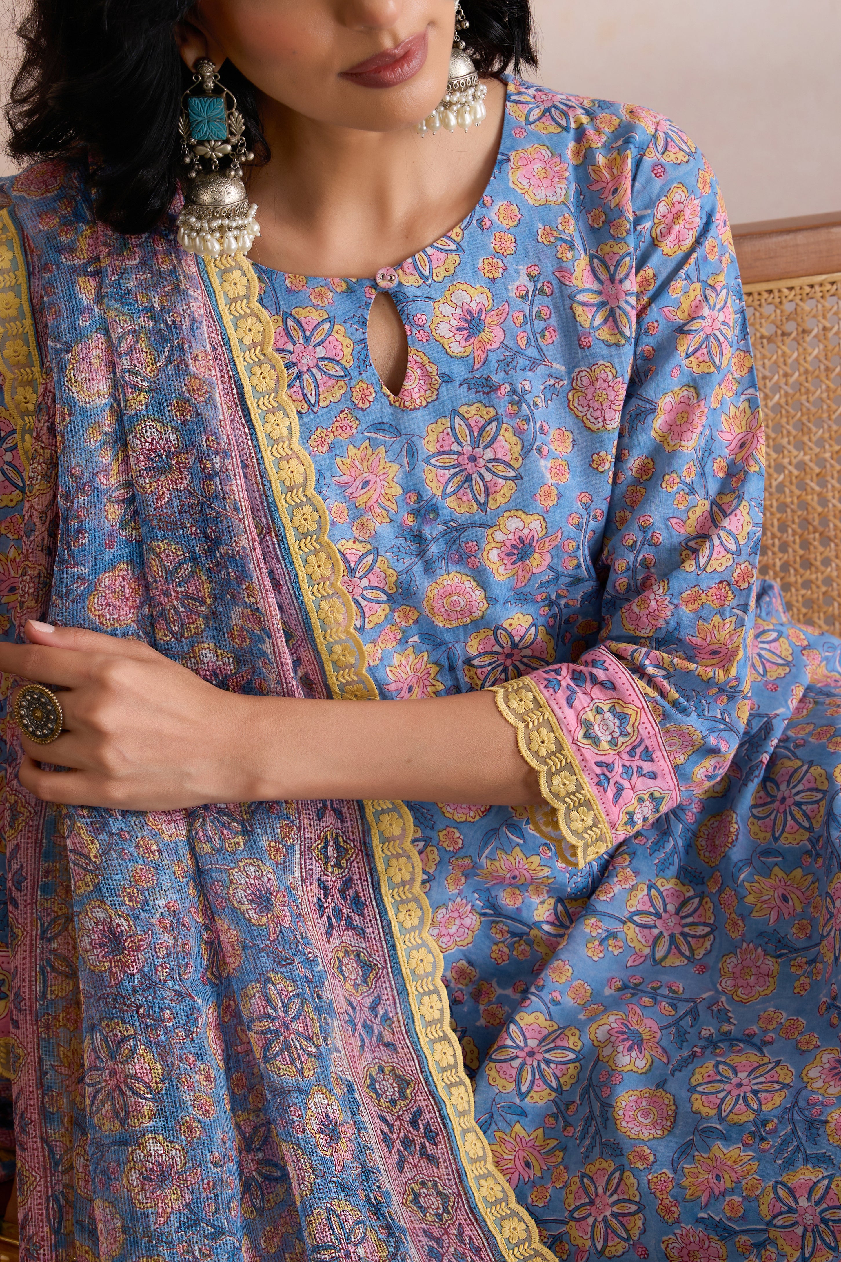 Blue Blair Floral Anarkali Set of 3