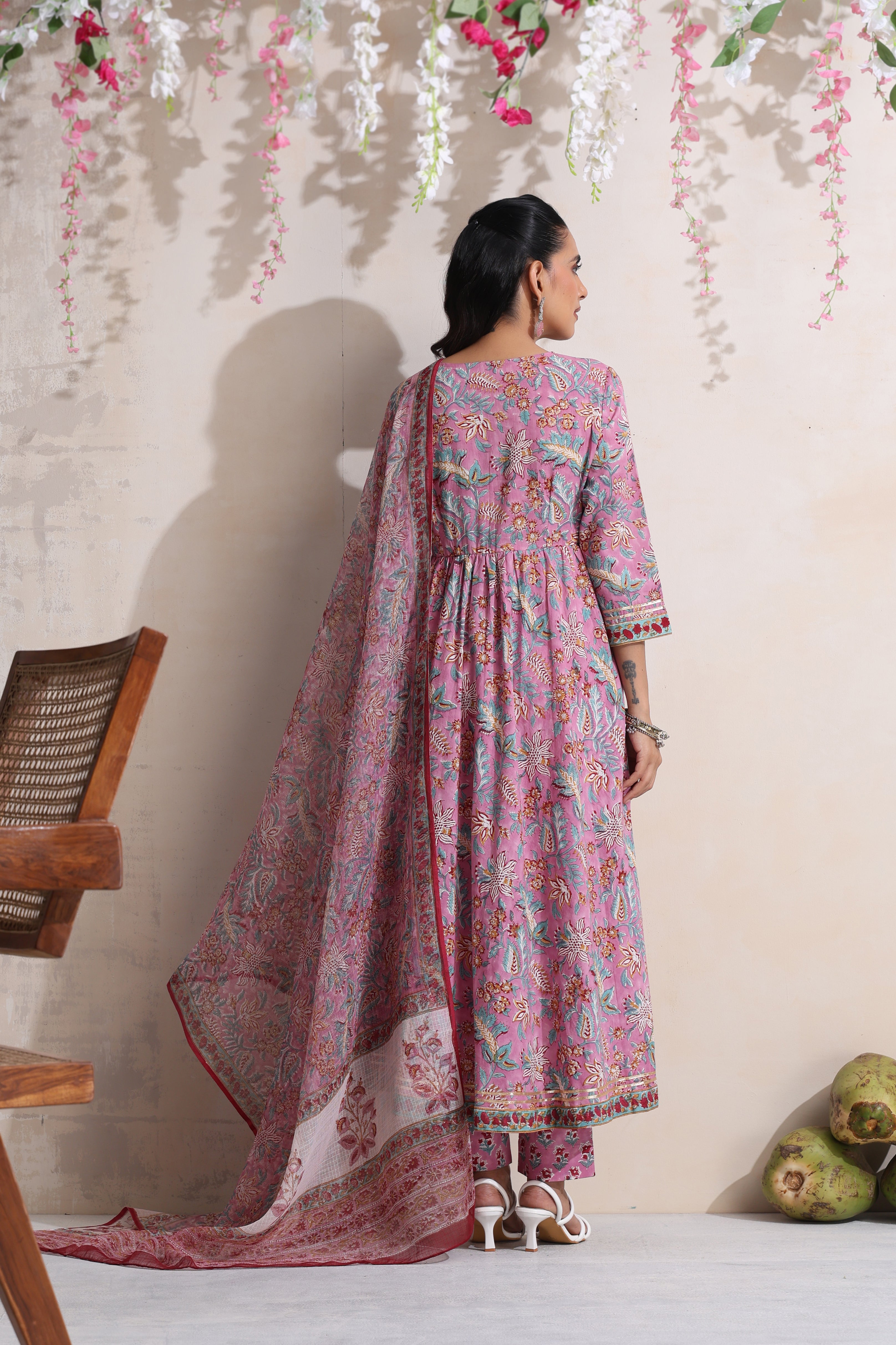 Purple Zinnia Embroidered Anarkali Set of 3