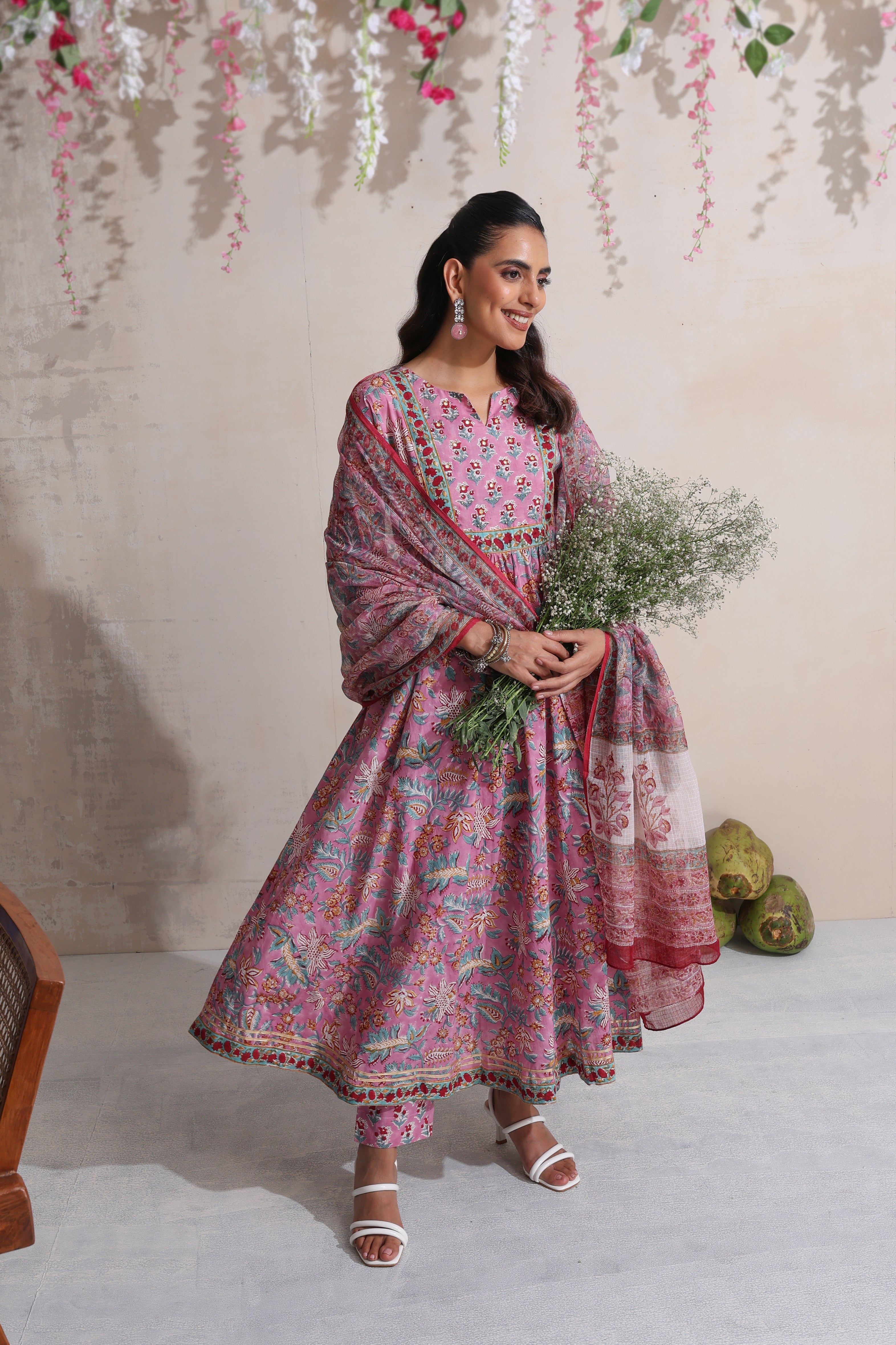 Purple Zinnia Embroidered Anarkali Set of 3