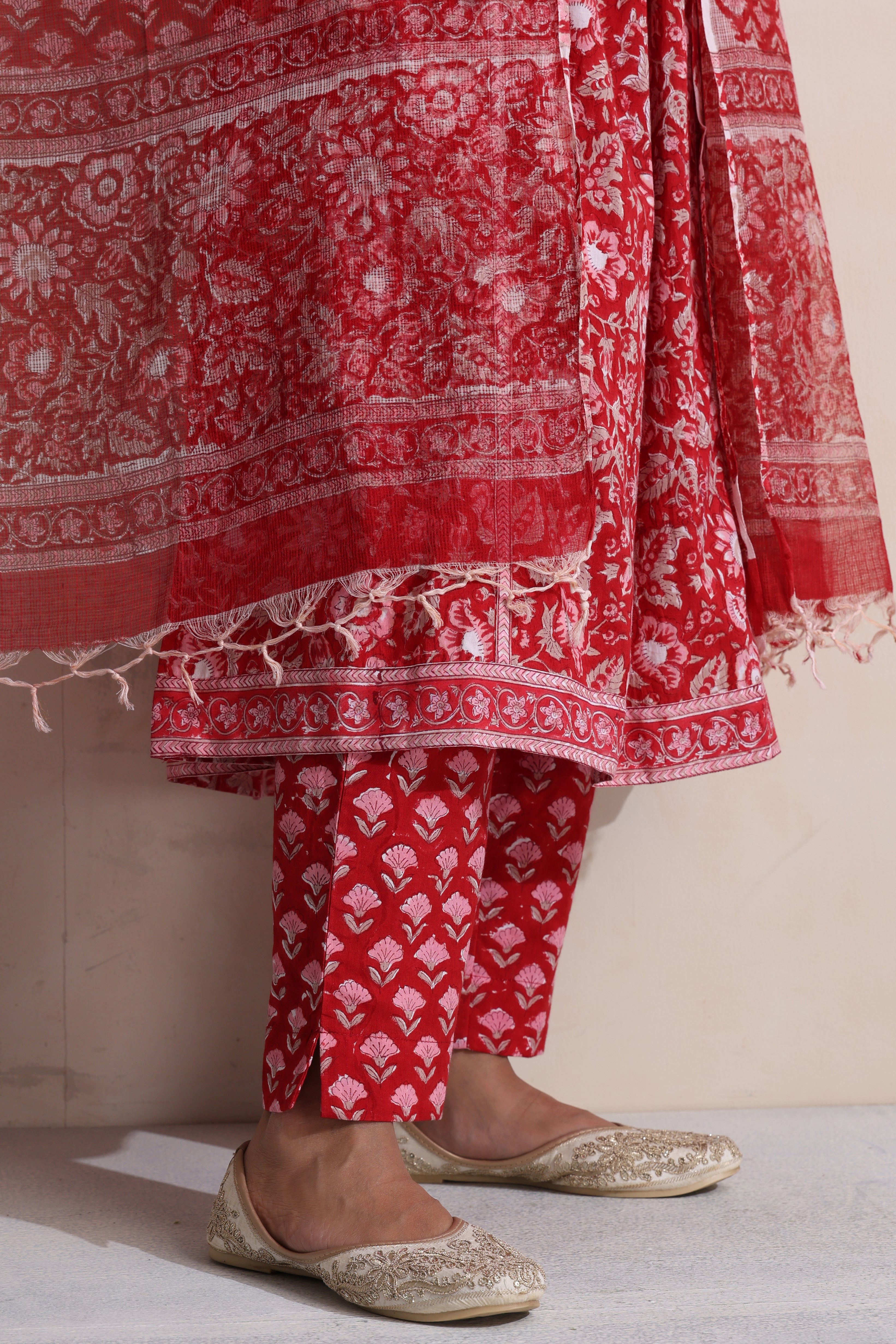 Red Regina Embroidered Kurta Set of 3