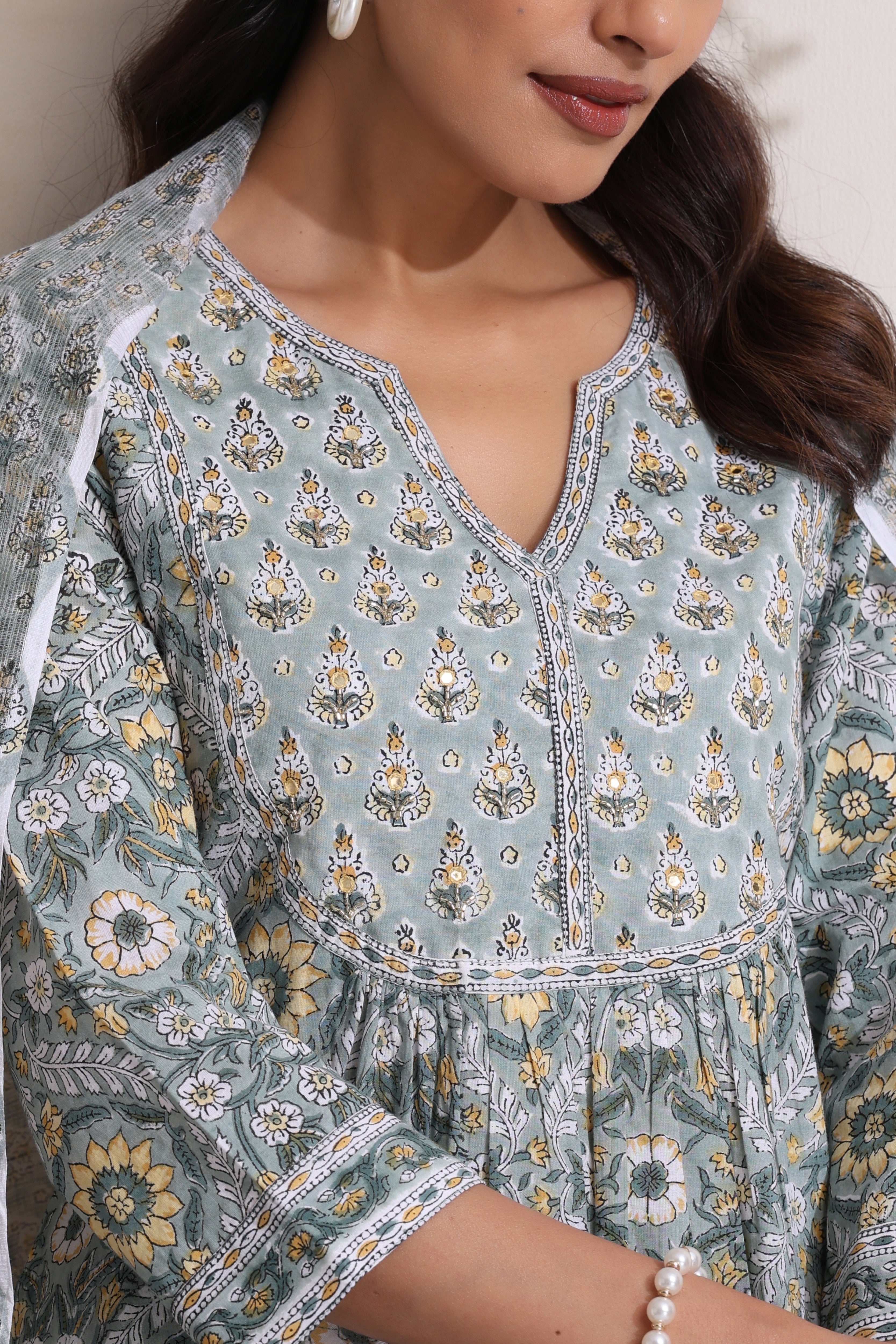 Green Aralia Embroidered Kurta Set of 3
