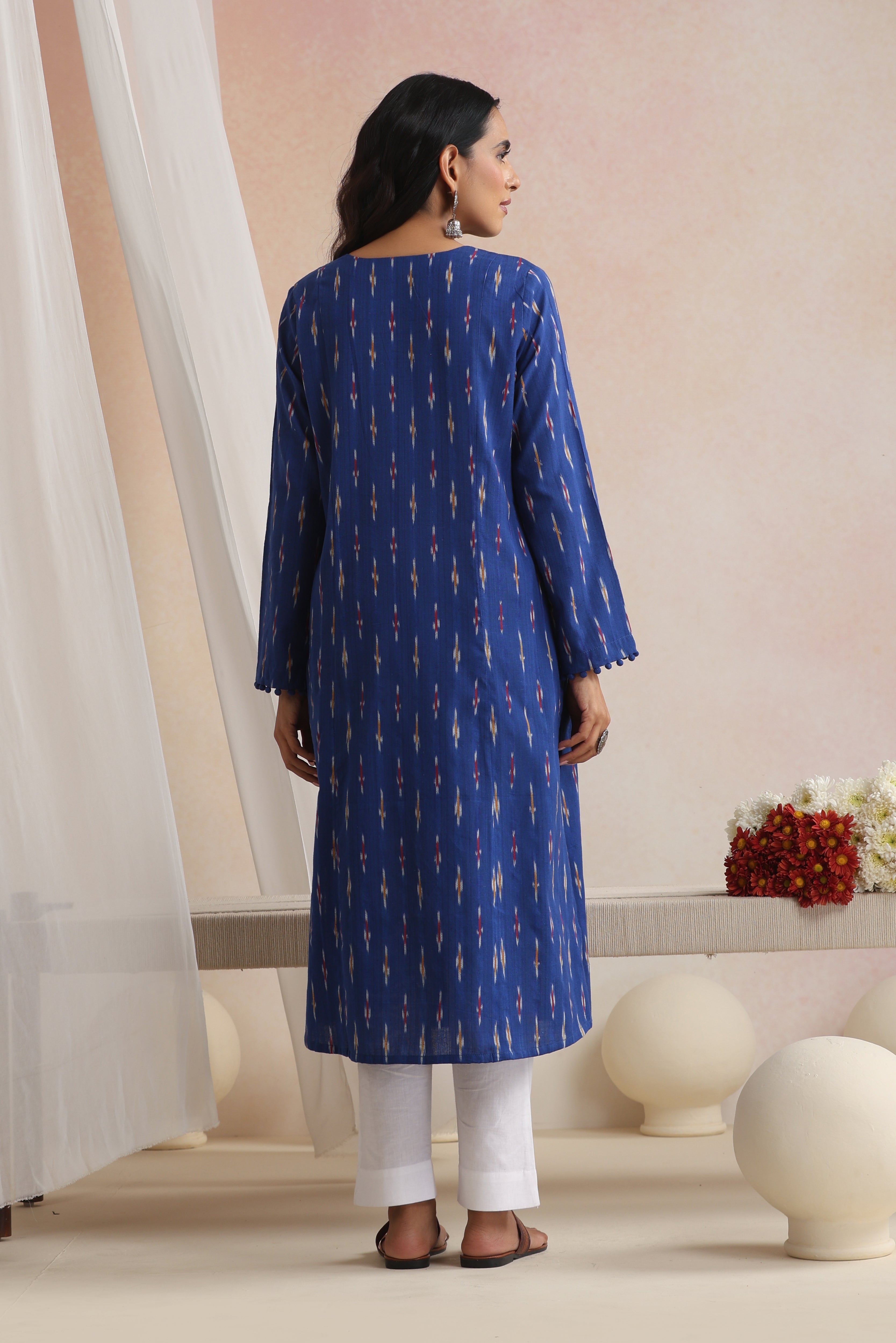 Blue Elara Ikat Handloom Cotton Kurta