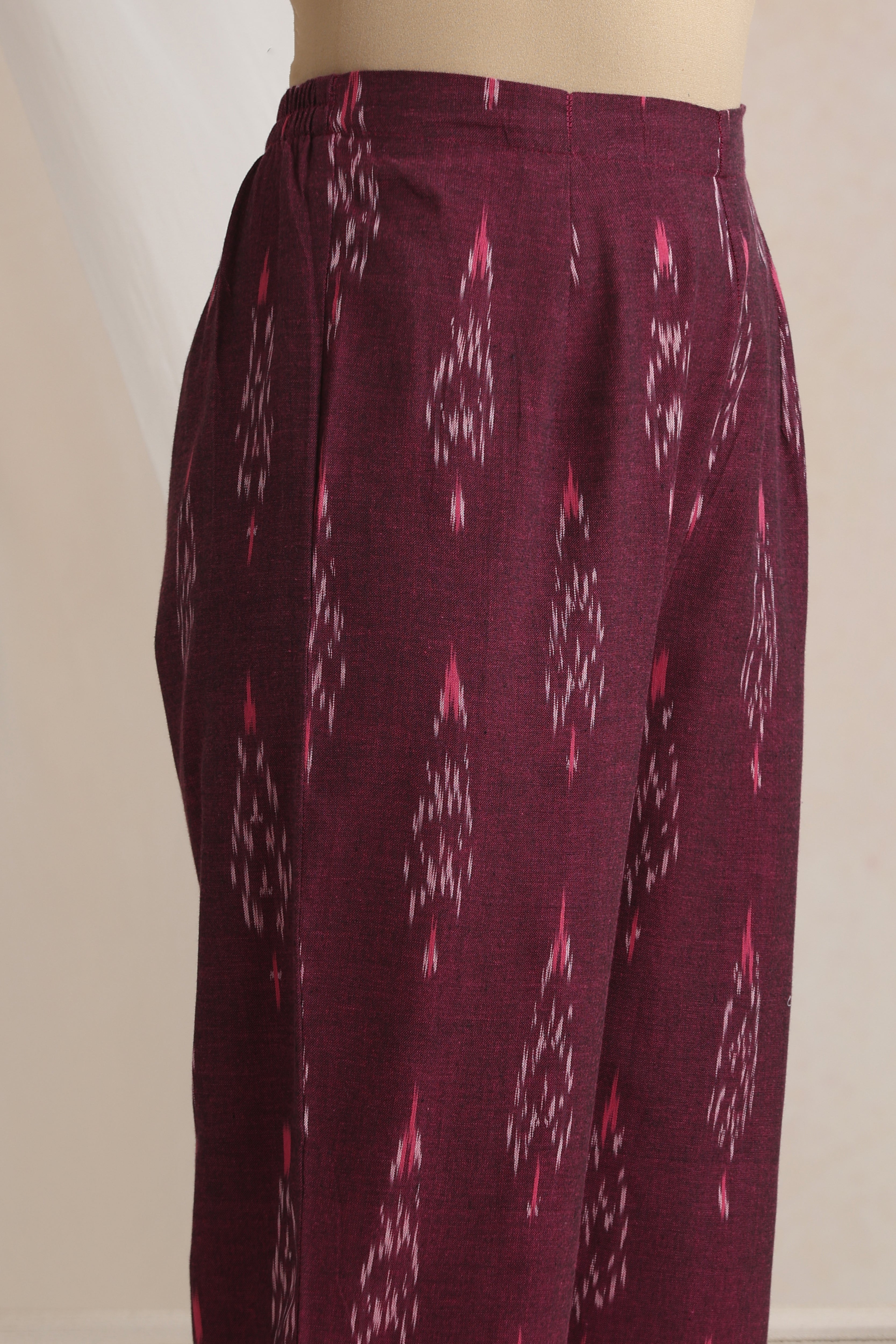 Purple Arisya Ikat Handloom Cotton Kurta Set of 2